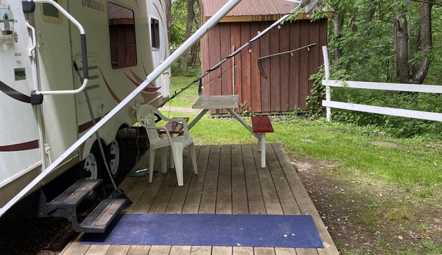 Beautiful Camper on a country road.