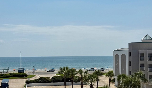 Beautiful Galveston oceanfront, ocean views and heated pools.