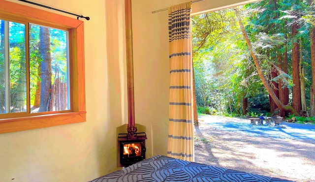 Beautiful Glamping Cabin in an old growth redwood forest with ocean views.