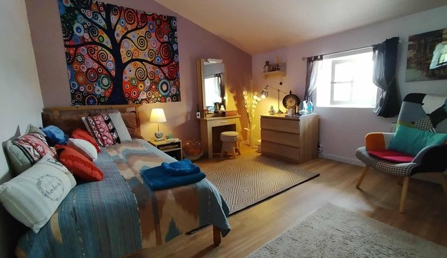 Beautiful guest room in an old farmhouse with character. Nature and countryside