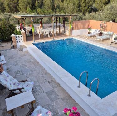 beautiful guest room with swimming pool