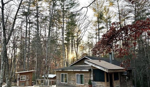 Beautiful & peaceful cabin w deck, garden, firepit & walking trails.