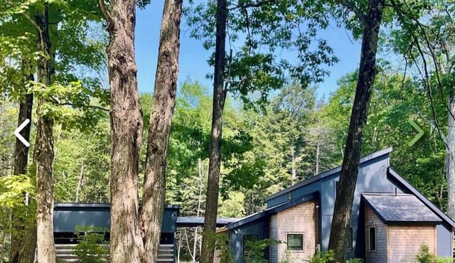 Beautiful, peaceful modern home in a wooded area with town beach lake access