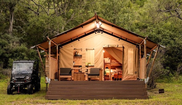 Beautiful Safari Tent Nestled Amidst Trees in San Saba, Texas