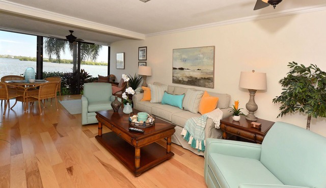 Beautiful view of Sarasota Bay and across the street from Turtle Beach