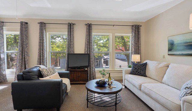 BEAUTIFUL village apt. Walk to river, shops, eateries. Great for getaway/work