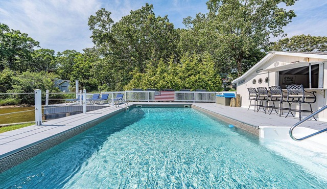 Beautifully appointed waterfront property with heated pool and cabana