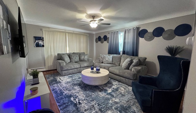 Beautifully decorated space with private outdoor balcony.