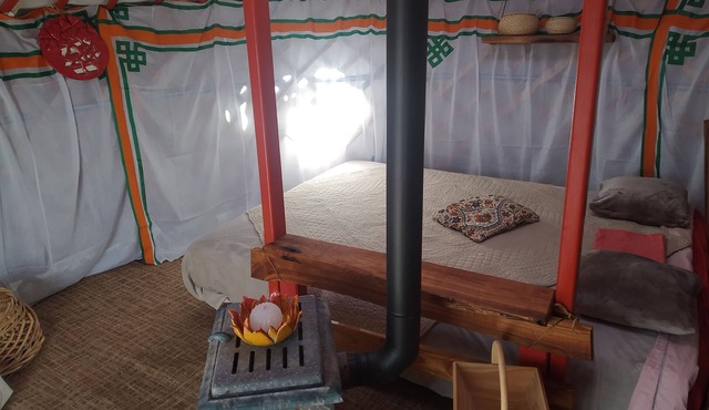 Bed and breakfast in a yurt between forest and meadow.