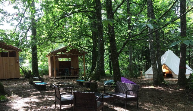 Bell Tent Glamping with heated pool, four tents let as one unit