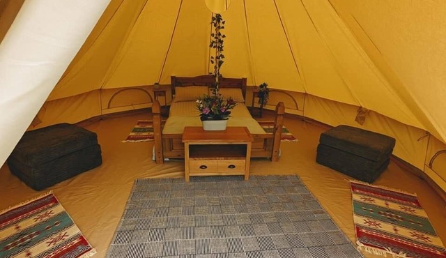 Bell tent with separate own kitchen pet friendly