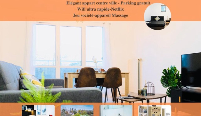 Bella Luna II - Elégant appartement centre ville - Parking gratuit - Wifi ultra rapide-Appareil Massage-Netflix-Jeu société