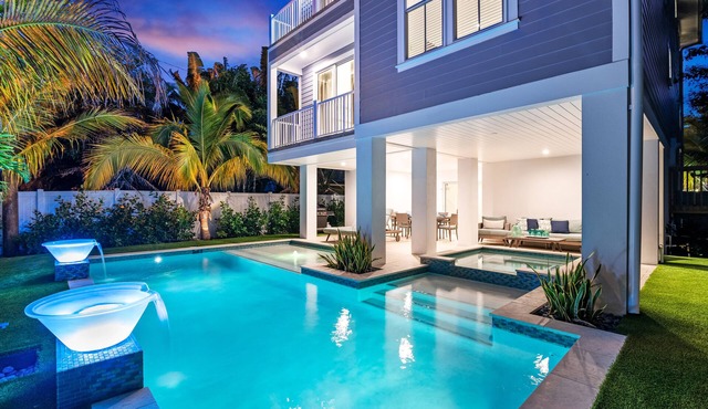 Benny's Bungalow | Huge 7BR New Construction, Private Heated Pool, Walk to Beach and Pier!