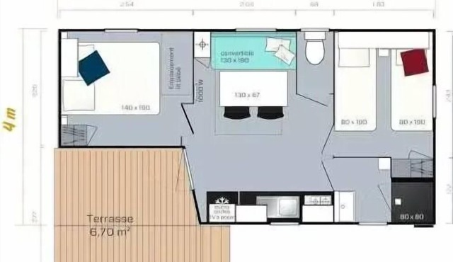 Bifolia Camping Lou Payou * - MH 4/6p Loggia compact 6 people