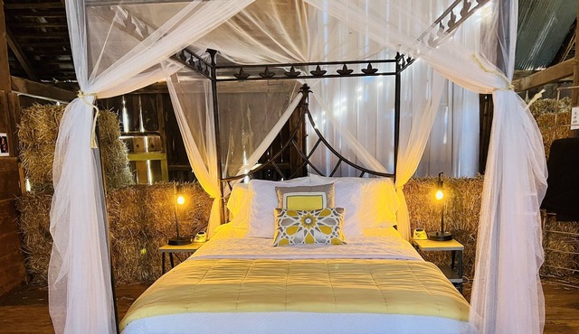 Big Red Barn Glamp Fire Pit, Grill, Heated Mattress, Ask about Pool