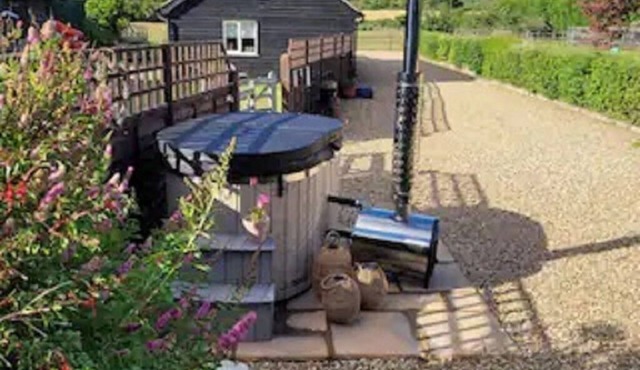Birch Cottage with wood-fired hot tub.