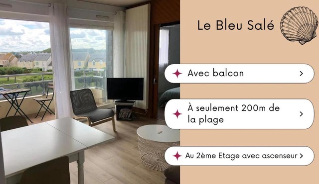 Bleu Salé - F2 Courseulles avec balcon