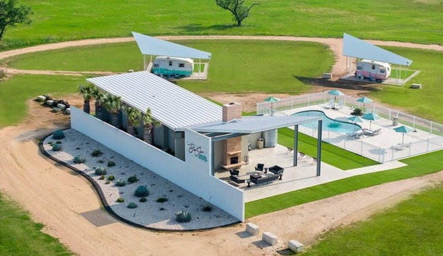 Blue Skies Resort | Glamping | Pool | Fireplace