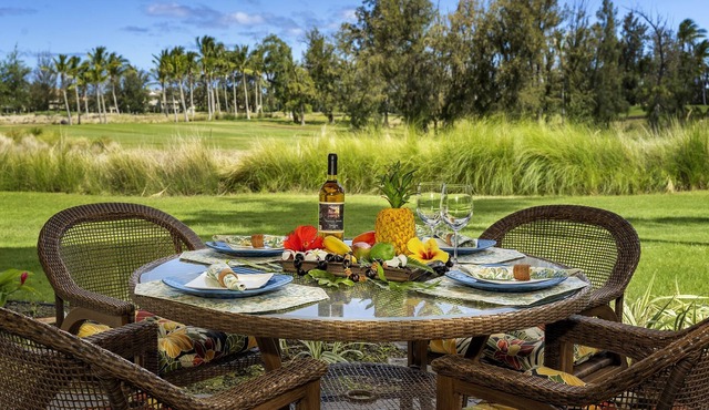 Bottom floor villa with privacy and great golf course view.