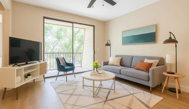 Boulevard Stays Calm 1BR King Retreat Poolside Bliss Gym & Parking