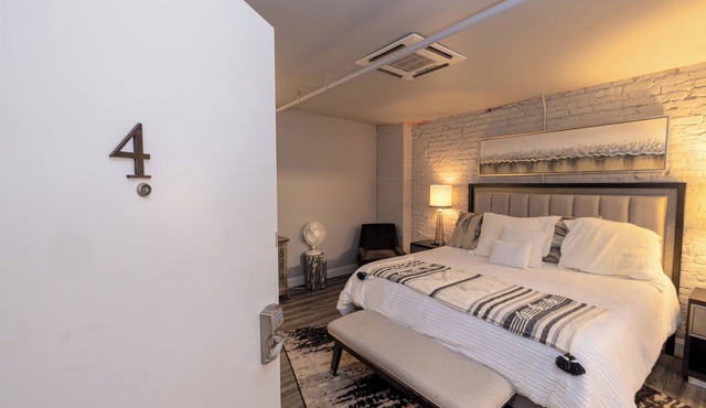Boutique hotel in historic downtown Seneca. Room #4, King bed.