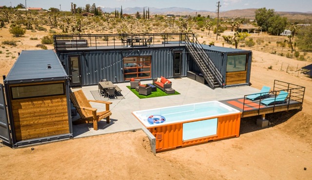 Box on the Rox Container home + heated pool