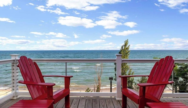 Breathtaking Home on Lake MI w Priv Beach & VIEWS