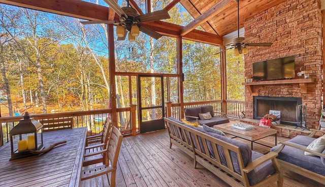 Breathtaking porch just steps from the water.