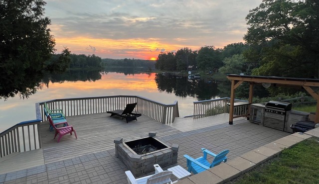 Breathtaking sunsets from sandy, eastern shore of North Lake!