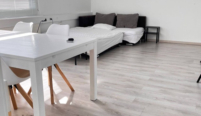 Bright, comfy, industrial looking
