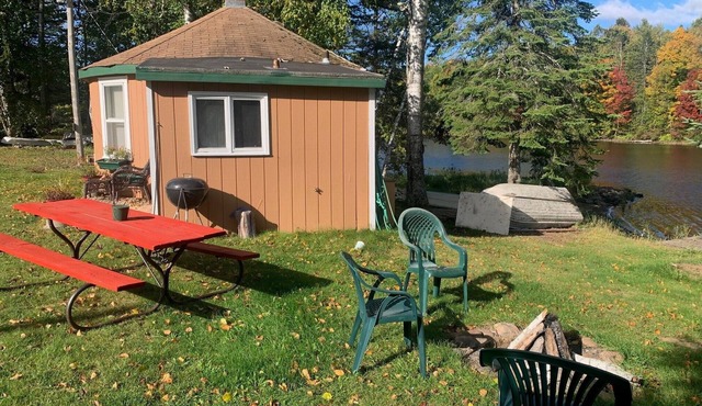 Bucktail Lodge Riverview Cabin on Barker Lake in Winter, Wisconsin