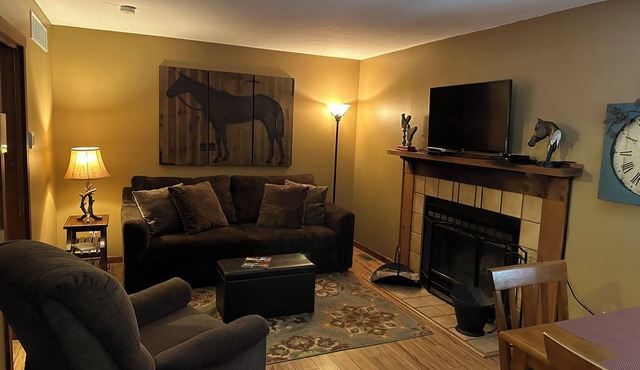 Button Buck sleeps 4, or rent all 4 for 20. Horseback riding across the Rd!