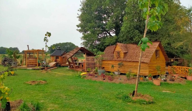 Cabane de Brocéliande, 2 pers, on the edge of a pond + Nordic bath