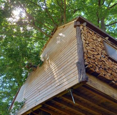 Cabane suspendue dans les arbres