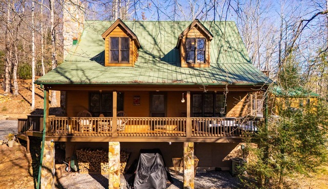 Cabin Fireplace Mountains Game Room Jefferson, NC