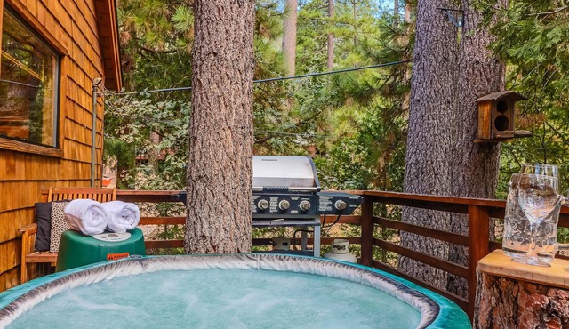 Cabin in the Woods "Sky Rock Lodge" with Hot Tub, walk to town with a/c units