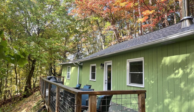 Cabin in the woods with a hot tub