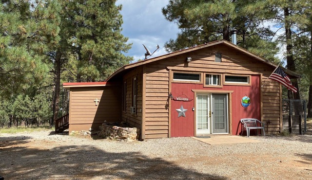 Cabin nestled away in the Sacramento Mountains of Timberon, New Mexico.