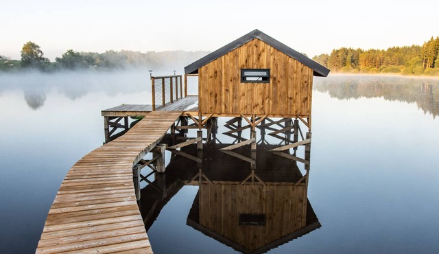 Cabin on the water with panoramic view on the lake