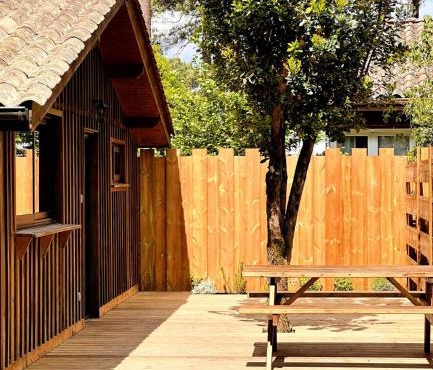 Cabin, terrace and enclosed garden