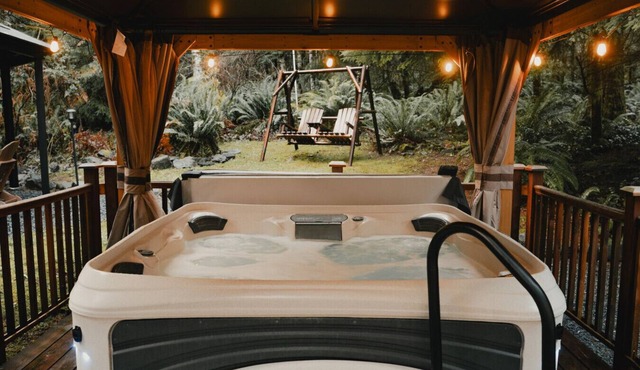 Cabin w/Covered Hot Tub, Firepit, EV, generator, 5 miles to Mt Rainier entrance