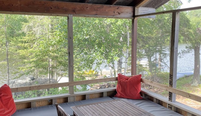 Cabin with large screened deck, on Lake of the Woods in Wiley Bay.