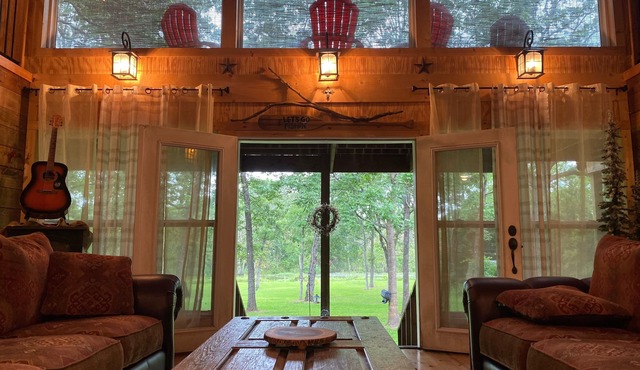 CabinOnTheCreek.Tx-Lake Limestone- tasteful rustic charm & grace.
