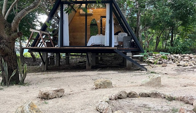 Cabins on the banks of the Usumacinta River and Boca del Cerro Mayan Train Station