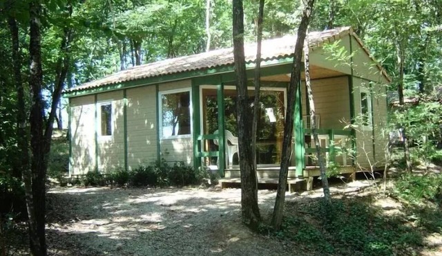 Camping du Chêne Vert * - Bungalow Comfort 5pers 38,50m2 with covered terrace 2 bedrooms shaded and half shaded 5 people