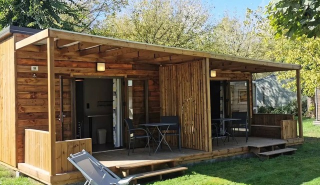 Camping La Venise Verte * - PREMIUM chalet 24m² (1 bedroom in the living room) including covered terrace + TV for 2 people