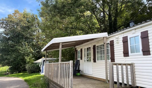 Camping le Grand Cerf * - Premium 6-person mobile home with covered terrace, 3 bedrooms, air conditioning, dishwasher, TV for 6 people