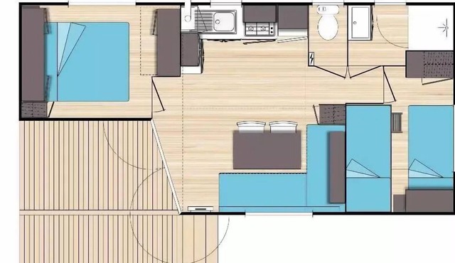Camping Le Sous Bois * - Mobile home O'Hara 3 rooms 6 people