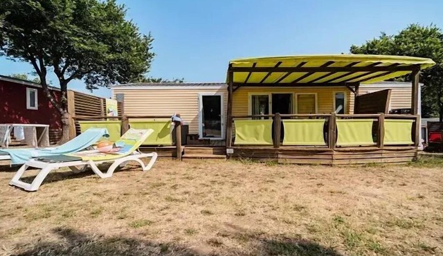 Camping Les Albères * - Mobile Home Trio Premium 4 Rooms 6 People Jacuzzi + Air Conditioning + TV