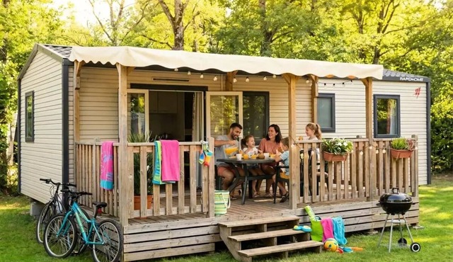 Camping Les Rives du lac Cantalès * - 3 bedroom mobile home Familia 6 people